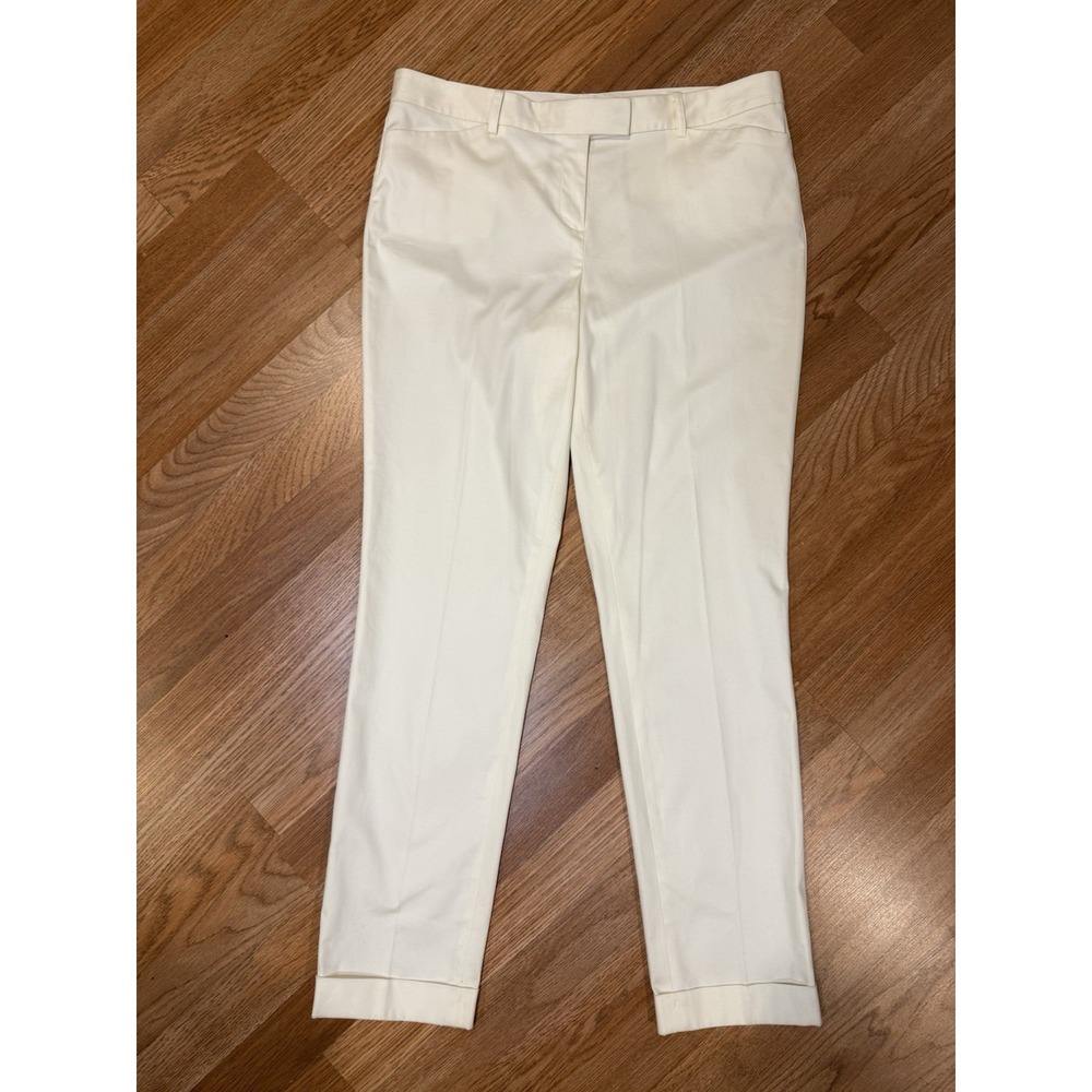 Brooks Brothers Women's Sz 10 Natalie Fit Ivory Cream Flat Front Pants Trousers